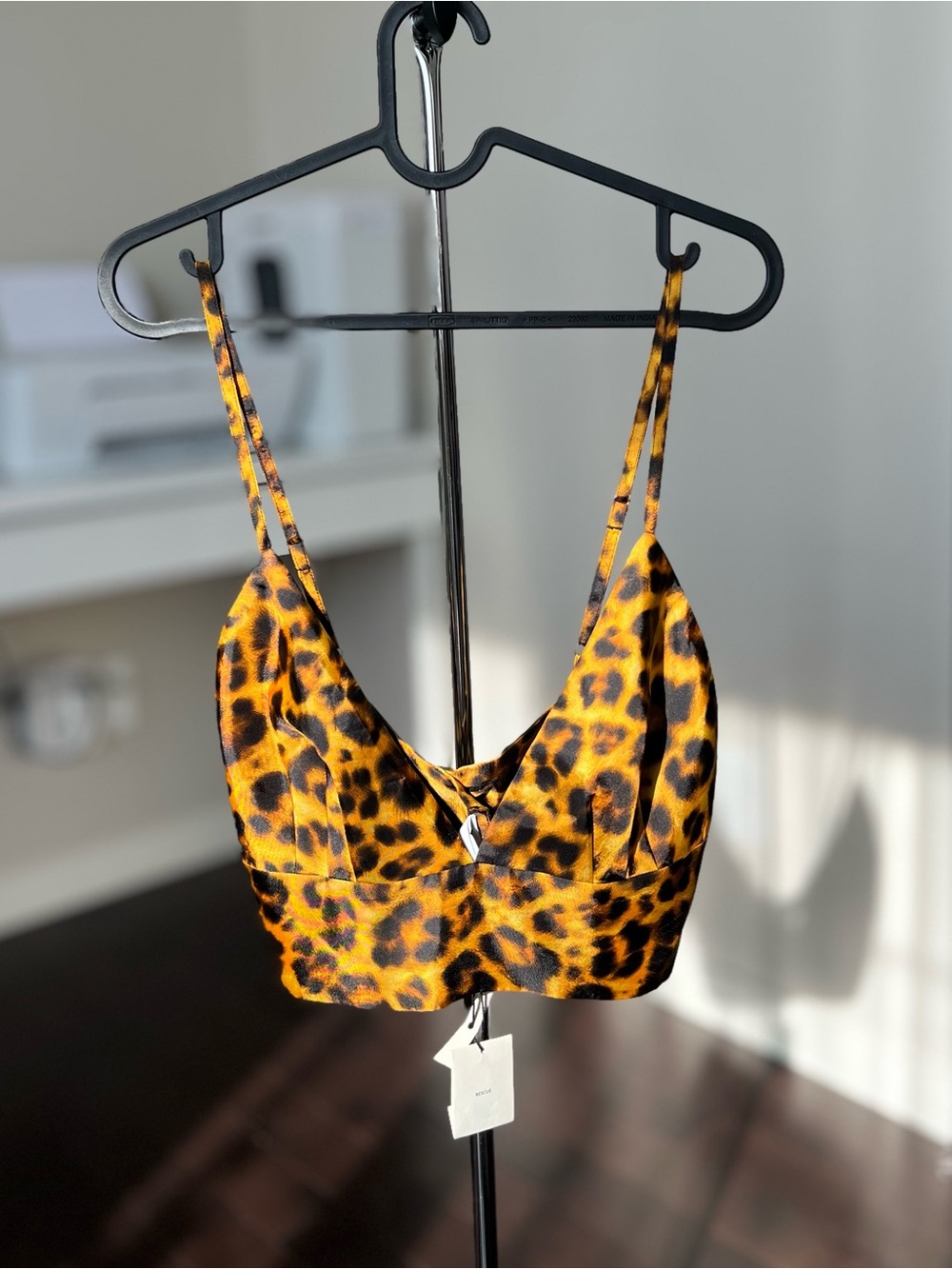 Sandro Leopard-Print Bralette in Yellow and Black